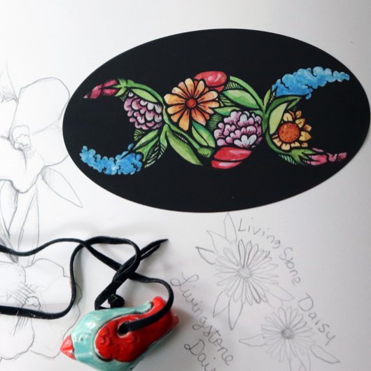 Sticker Ovale Symbole de la lune triple