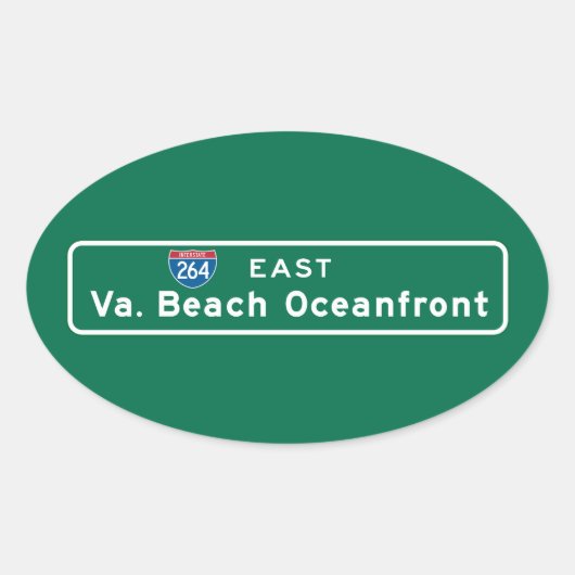 Sticker Ovale Symbole de la route Virginia Beach, VA (Devant)