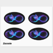 Sticker Ovale Symbole de Neon Infinity par Glowing Hummingbird (Feuille)