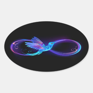 Sticker Ovale Symbole de Neon Infinity par Glowing Hummingbird