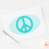 Sticker Ovale Symbole de paix Soft Aqua (Enveloppe)