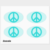 Sticker Ovale Symbole de paix Soft Aqua (Feuille)