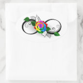 Sticker Ovale Symbole d'infini avec Rose arc-en-ciel (Sac)