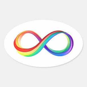 Sticker Ovale Symbole d'infinité arc-en-ciel stratifié