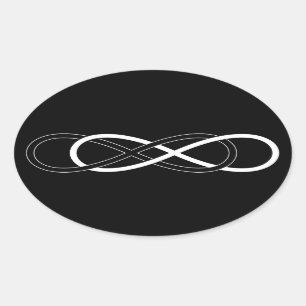Sticker Ovale Symbole double infini - noir et blanc