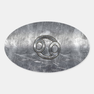 Sticker Ovale Symbole du cancer du zodiaque en style industriel