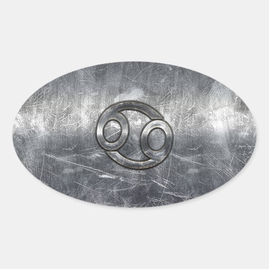 Sticker Ovale Symbole du cancer du zodiaque en style industriel (Devant)