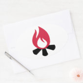 Sticker Ovale Symbole du feu de camp (Enveloppe)