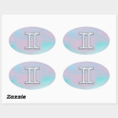 Sticker Ovale Symbole Gemini Zodiac (Feuille)