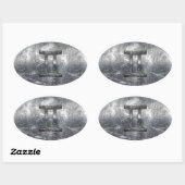 Sticker Ovale Symbole Gemini Zodiac en Grunge style dévêtu (Feuille)