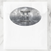 Sticker Ovale Symbole Gemini Zodiac en Grunge style dévêtu (Sac)