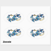Sticker Ovale Symbole infini de papillons Morpho bleus (Feuille)