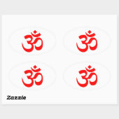 Sticker Ovale Symbole Om rouge (Feuille)