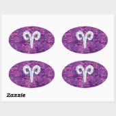 Sticker Ovale Symbole Pearl Like Aries sur Camo numérique rose (Feuille)
