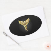 Sticker Ovale Symbole Polygonal Or Caduceus (Enveloppe)