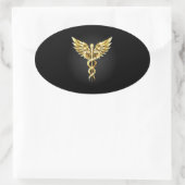 Sticker Ovale Symbole Polygonal Or Caduceus (Sac)