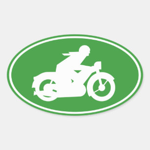 Sticker Ovale Symbole Silhouette Motorbiker