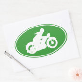 Sticker Ovale Symbole Silhouette Motorbiker (Enveloppe)