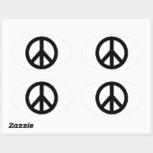 STICKER OVALE SYMBOLE SYMBOLE DE LA PAIX BLANC NOIR (Feuille)