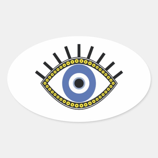 Sticker Ovale Symbole talisman ethnique de protection des yeux m (Devant)
