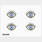Sticker Ovale Symbole talisman ethnique de protection des yeux m (Feuille)