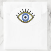 Sticker Ovale Symbole talisman ethnique de protection des yeux m (Sac)