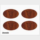 Sticker Ovale Symbole Taurus Zodiac en Mahogany Style imprimé (Feuille)