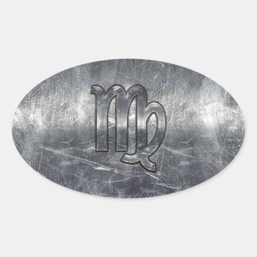 Sticker Ovale Symbole Virgo Zodiac Grunge Style Distressed (Devant)