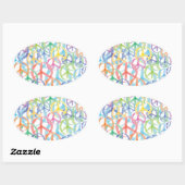 Sticker Ovale Symboles de paix (Feuille)