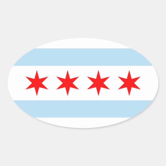 Sticker Ovale T-shirt Drapeau de Chicago (Devant)