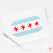 Sticker Ovale T-shirt Drapeau de Chicago (Enveloppe)