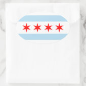 Sticker Ovale T-shirt Drapeau de Chicago (Sac)