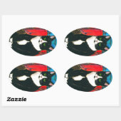 Sticker Ovale T-shirt Tuxedo Chat Conception de Verre (Feuille)
