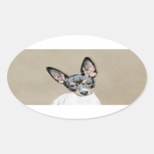 Sticker Ovale Tableau Rat Terrier - Cute Original Chien Art