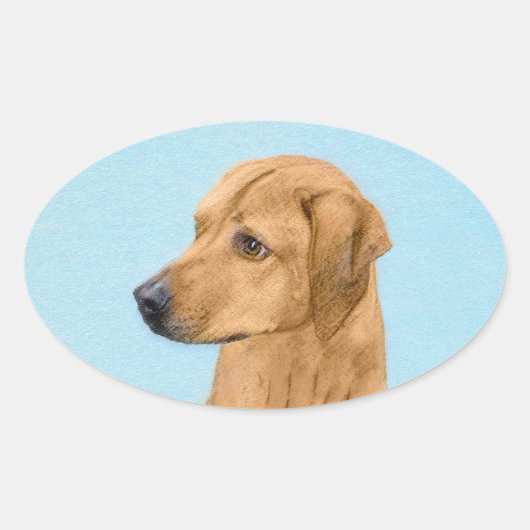 Sticker Ovale Tableau Rhodesian Ridgeback - Art Chien original (Devant)