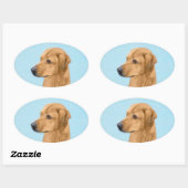 Sticker Ovale Tableau Rhodesian Ridgeback - Art Chien original (Feuille)