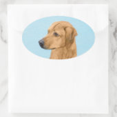 Sticker Ovale Tableau Rhodesian Ridgeback - Art Chien original (Sac)