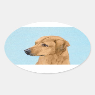 Sticker Ovale Tableau Rhodesian Ridgeback - Art Chien original