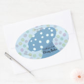 Sticker Ovale Taches et Points Boulangerie Champignon Bleu (Enveloppe)