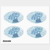 Sticker Ovale Taches et Points Boulangerie de Champignon Bleu (Feuille)