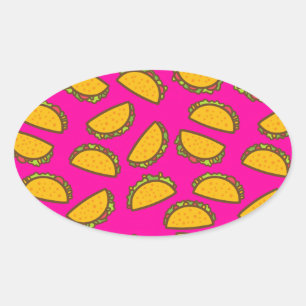 Sticker Ovale tacos roses