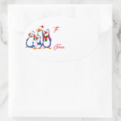 Sticker Ovale Tag Cadeau Sticker-Singer Pingouins (Sac)