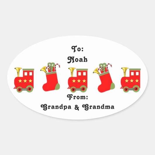 Sticker Ovale Tags cadeaux de Noël (Devant)