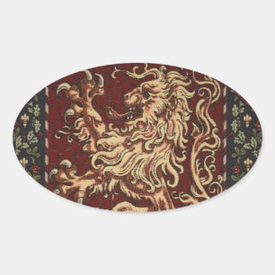Sticker Ovale Tapisserie du lion royal