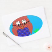 Sticker Ovale Tartan et Chouette des Coeurs (Enveloppe)