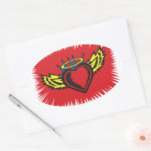 Sticker Ovale Tatouage au coeur de l'ange volant (Enveloppe)