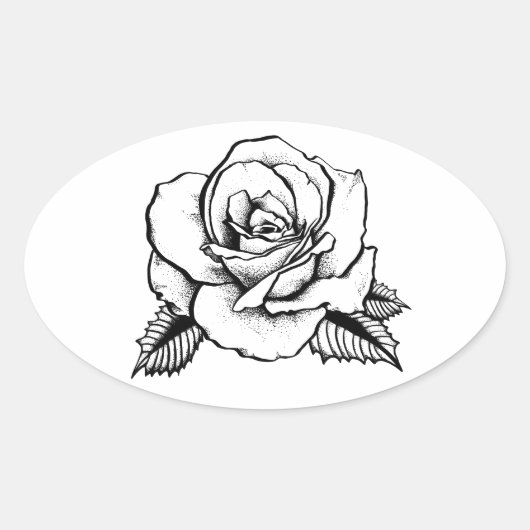 Sticker Ovale tatouage rose (Devant)
