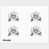 Sticker Ovale tatouage rose (Feuille)