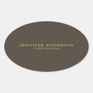 Sticker Ovale Taupe Brown & Or Couleur Professionnel Moderne Pla