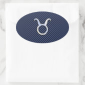 Sticker Ovale Taurus Zodiac Décor Marine Blue Carbon Fiber Impre (Sac)